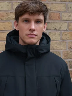 Navy Blue ThermoGen Parka Jacket with Borg Lining