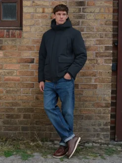Navy Blue ThermoGen Parka Jacket with Borg Lining