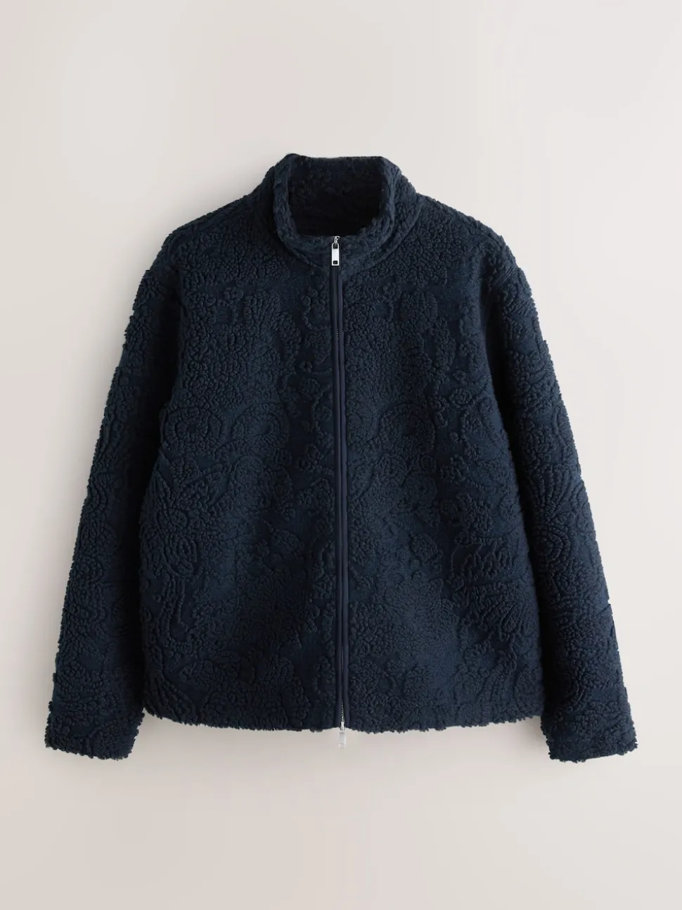 Navy Blue Tufted Full Zip Funnel Neck Fleece