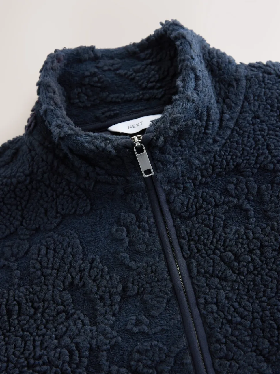 Navy Blue Tufted Full Zip Funnel Neck Fleece