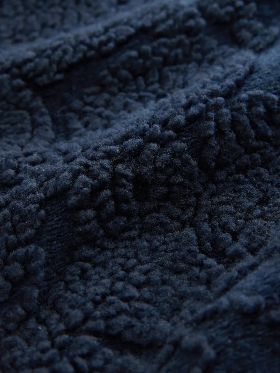 Navy Blue Tufted Full Zip Funnel Neck Fleece