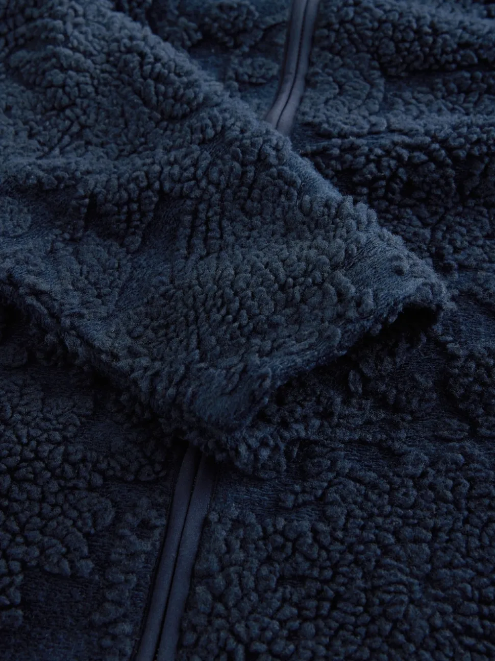 Navy Blue Tufted Full Zip Funnel Neck Fleece