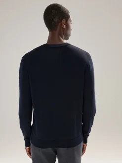 Navy Blue V-Neck Cotton Rich Long Sleeve Jumper