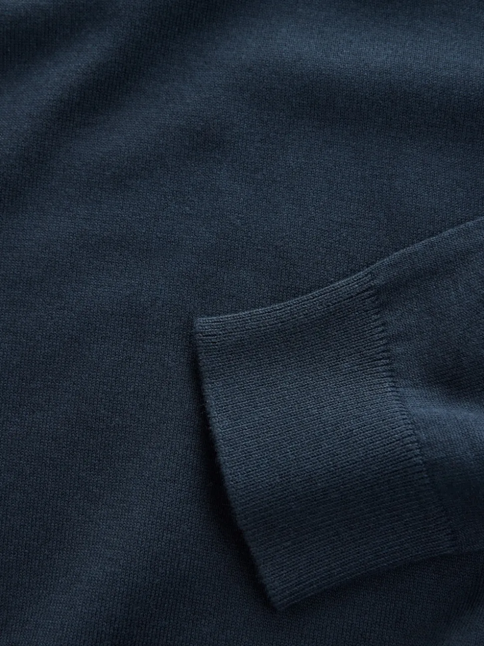 Navy Blue V-Neck Cotton Rich Long Sleeve Jumper