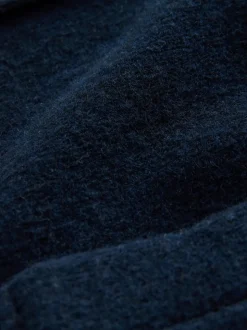 Navy Blue Wool Look Fleece Cardigan