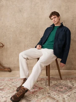 Navy Blue Wool Look Fleece Shacket