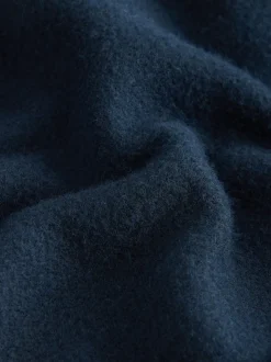 Navy Blue Wool Look Fleece Shacket