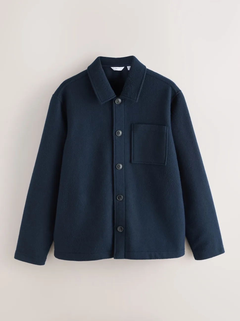 Navy Blue Wool Look Fleece Shacket