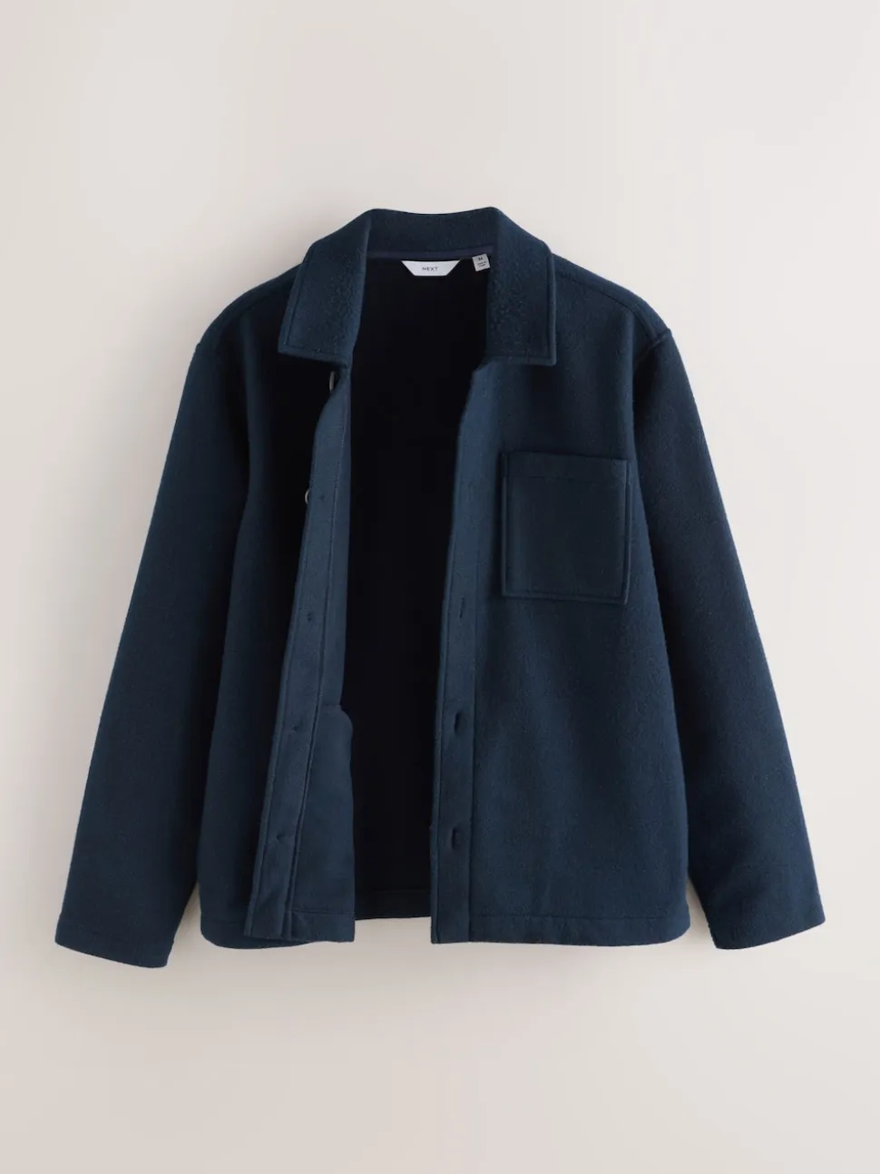 Navy Blue Wool Look Fleece Shacket