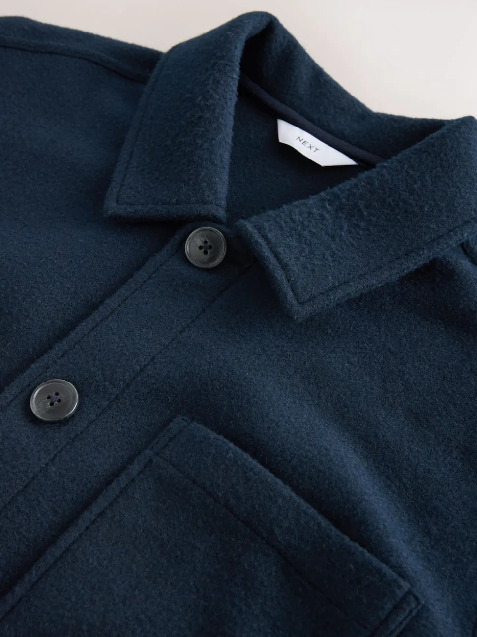 Navy Blue Wool Look Fleece Shacket