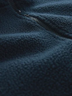 Navy Blue Zip Through Borg Fleece
