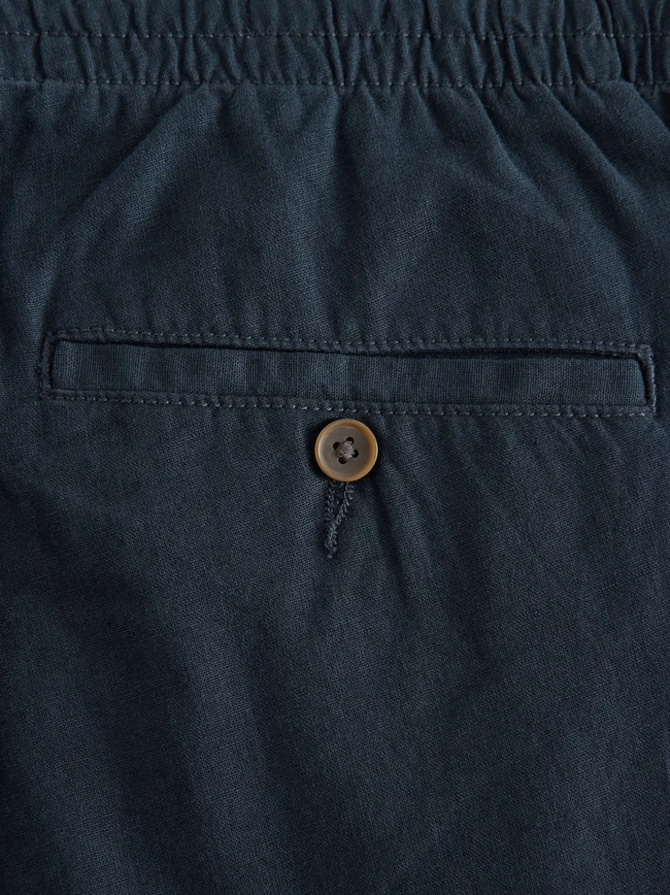 Navy Blue/Charcoal Grey Linen Cotton Elasticated Drawstring Trousers 2 Pack