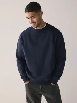 Navy Blue/Green Cotton Rich Jersey Crew Sweatshirts 2 Pack