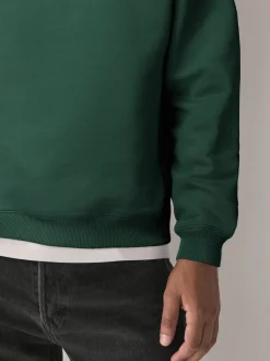 Navy Blue/Green Cotton Rich Jersey Crew Sweatshirts 2 Pack