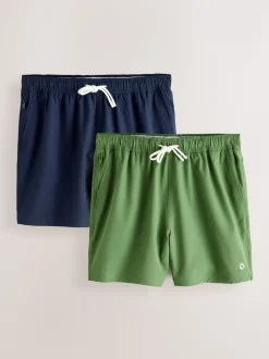 Navy Blue/Green Motionflex 5 Inch Swim Shorts 2 Pack