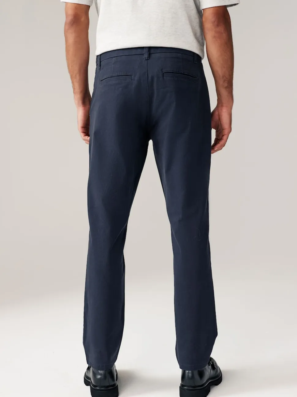 Navy Blue/Grey Charcoal Slim Fit Stretch Chino Trousers 2 Pack