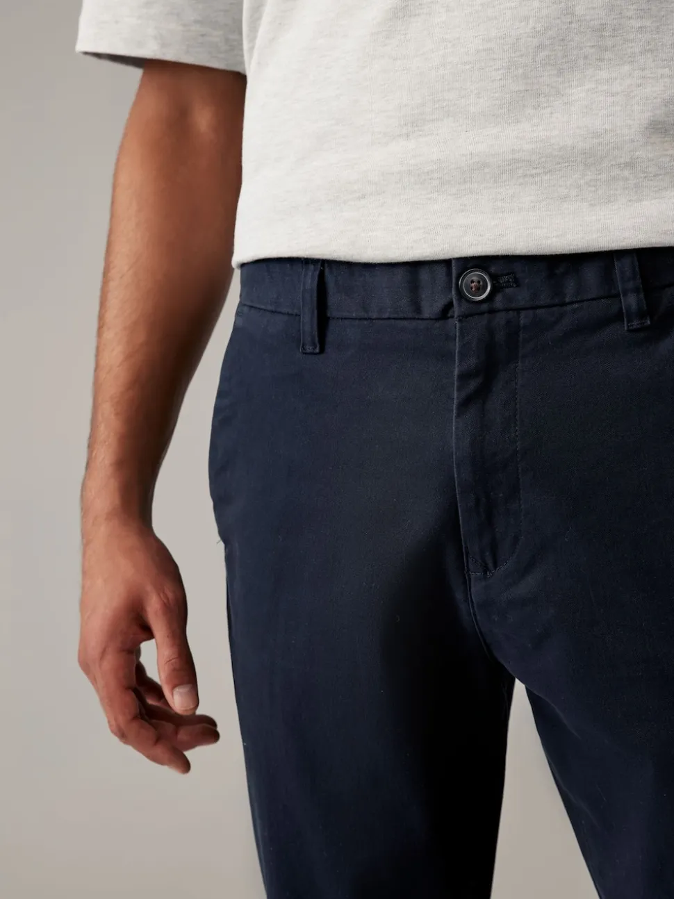 Navy Blue/Grey Charcoal Slim Fit Stretch Chino Trousers 2 Pack