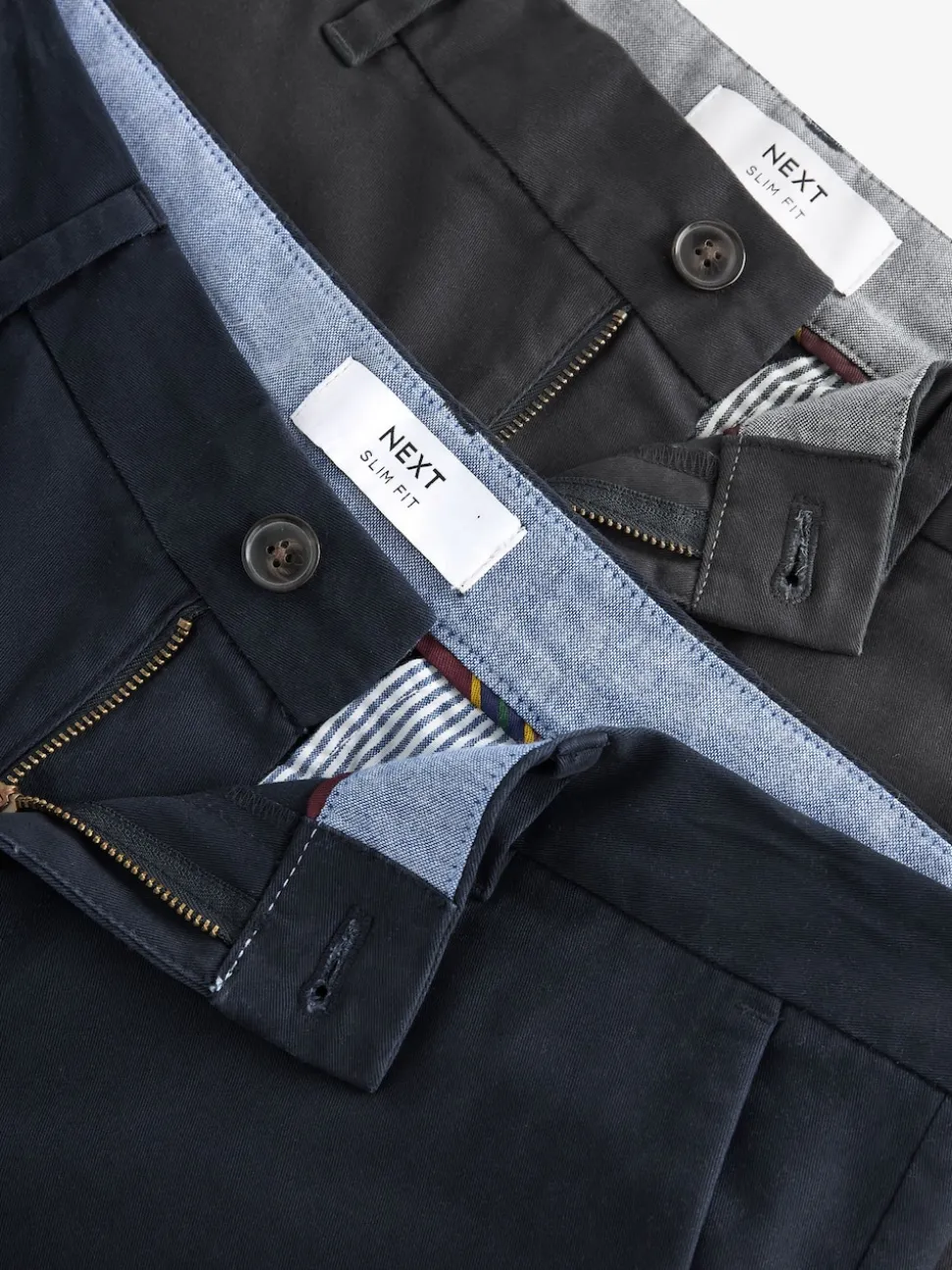Navy Blue/Grey Charcoal Slim Fit Stretch Chino Trousers 2 Pack