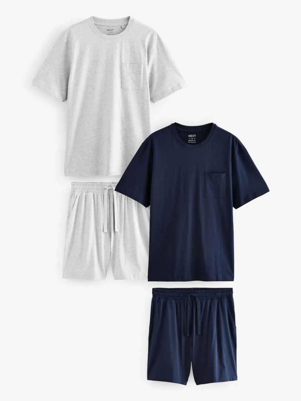 Navy Blue/Grey Jersey Short Pyjamas Set 2 Pack