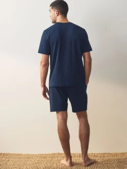 Navy Blue/Grey Jersey Short Pyjamas Set 2 Pack