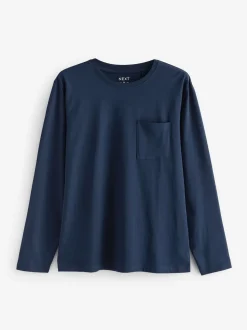 Navy Blue/Grey Long Sleeve Jersey Pyjamas Set