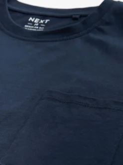Navy Blue/Grey Marl Cuffed Jersey Pyjamas Set