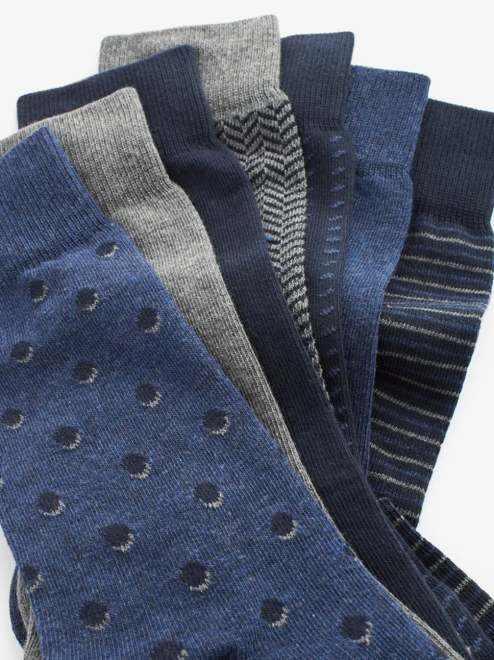 Navy Blue/Grey Pattern 7 Pack Cotton Rich Socks