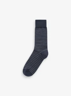 Navy Blue/Grey Pattern 7 Pack Cotton Rich Socks