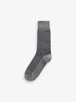 Navy Blue/Grey Pattern 7 Pack Cotton Rich Socks