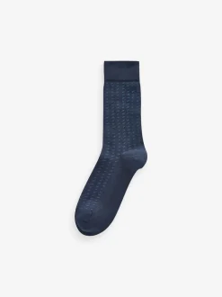 Navy Blue/Grey Pattern 12 Pack Cotton Rich Socks