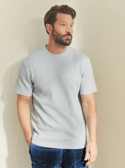 Navy Blue/Grey Textured Cosy Motionflex Cuffed Pyjamas Set