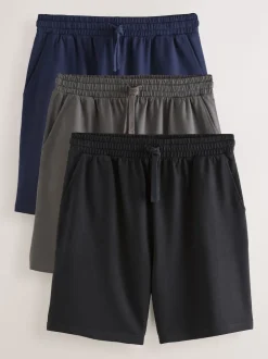 Navy Blue/Grey/Black Loopback Soft Touch Shorts 3 Pack
