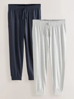 Navy Blue/Light Grey Cuffed Pyjama Bottoms Set 2 Pack