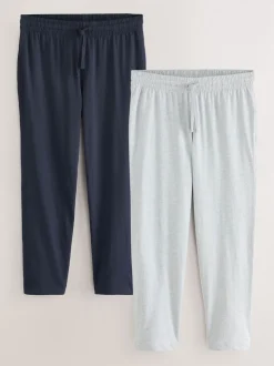 Navy Blue/Light Grey Open Hem Pyjama Bottoms Set 2 Pack