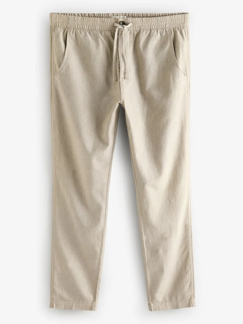 Navy Blue/Natural Ecru Linen Cotton Elasticated Drawstring Trousers 2 Pack