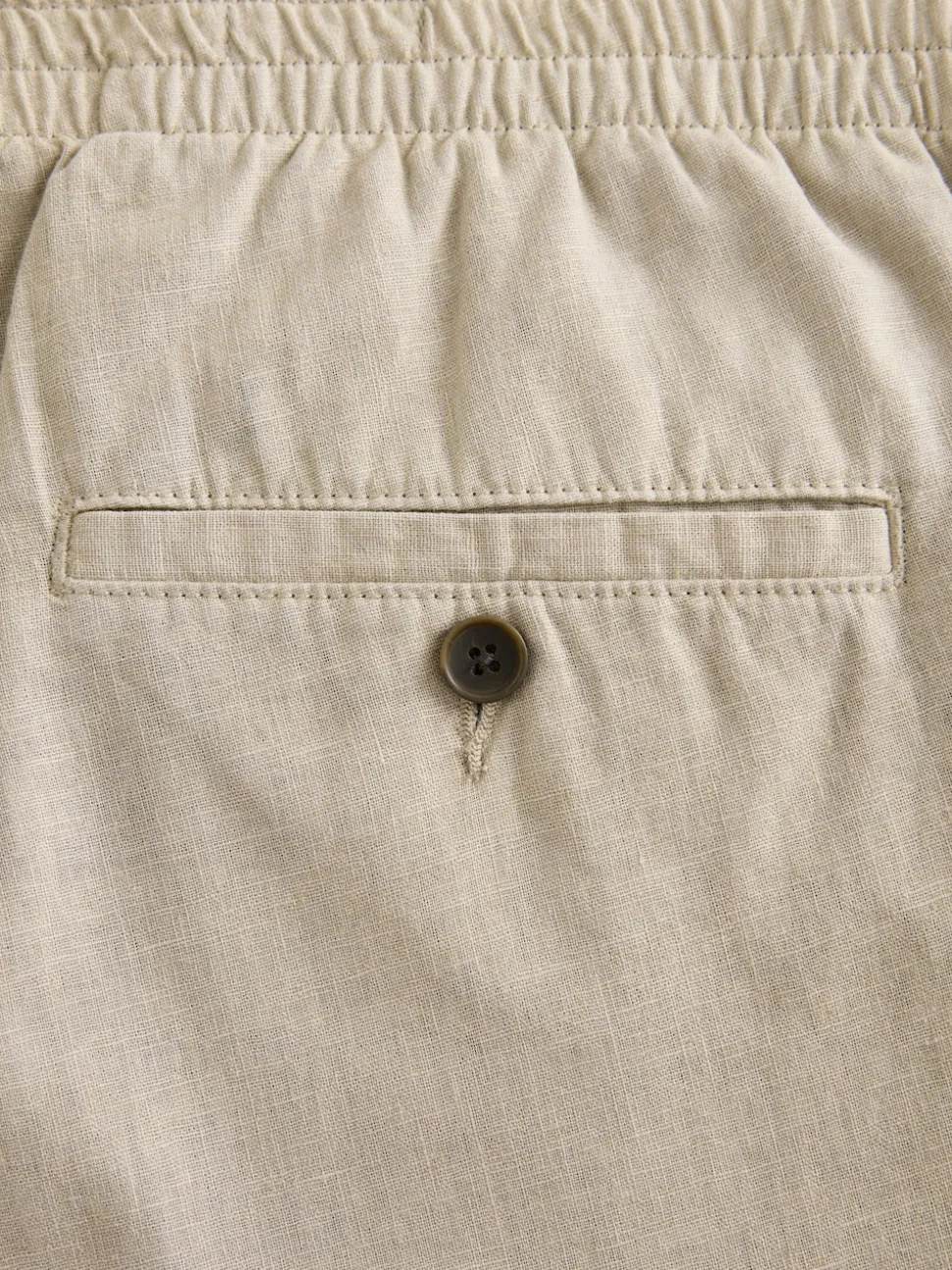 Navy Blue/Natural Ecru Linen Cotton Elasticated Drawstring Trousers 2 Pack