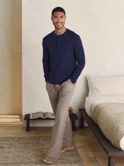 Navy Blue/Neutral Motionflex Cosy Long Sleeve Pyjamas Set