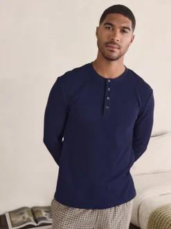 Navy Blue/Neutral Motionflex Cosy Long Sleeve Pyjamas Set