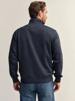 Navy Blue/Neutral Quarter Zip Colour Blocking Sweatshirt