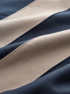 Navy Blue/Neutral Quarter Zip Colour Blocking Sweatshirt