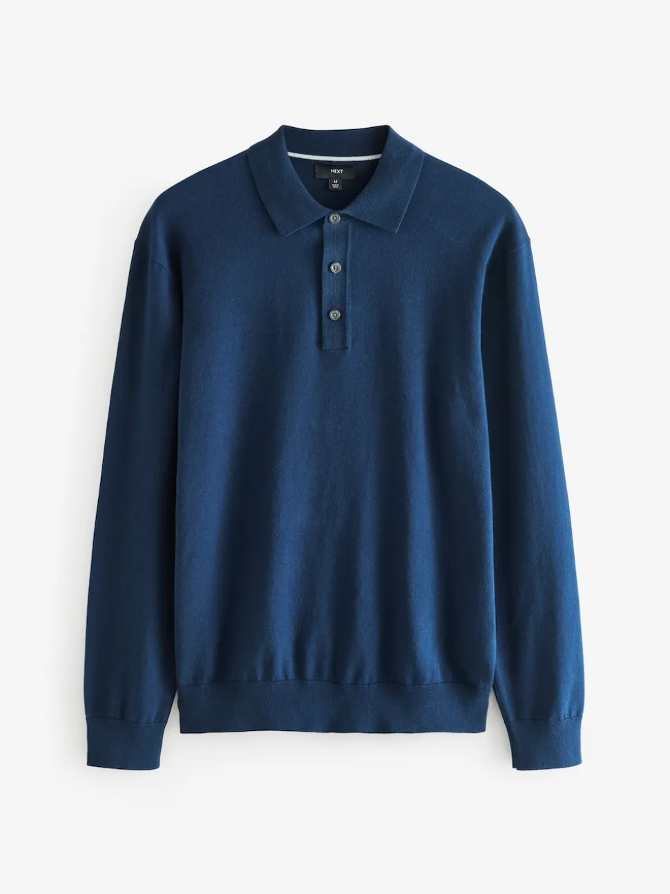 Navy Blue/Neutral Regular Fit Knitted Long Sleeve Polo Shirts 2 Pack
