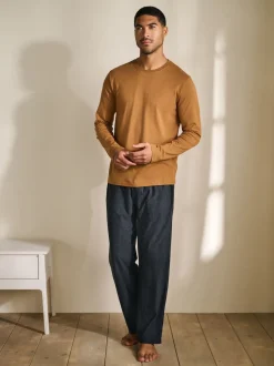 Navy Blue/Orange Motionflex Cosy Long Sleeve Pyjamas Set