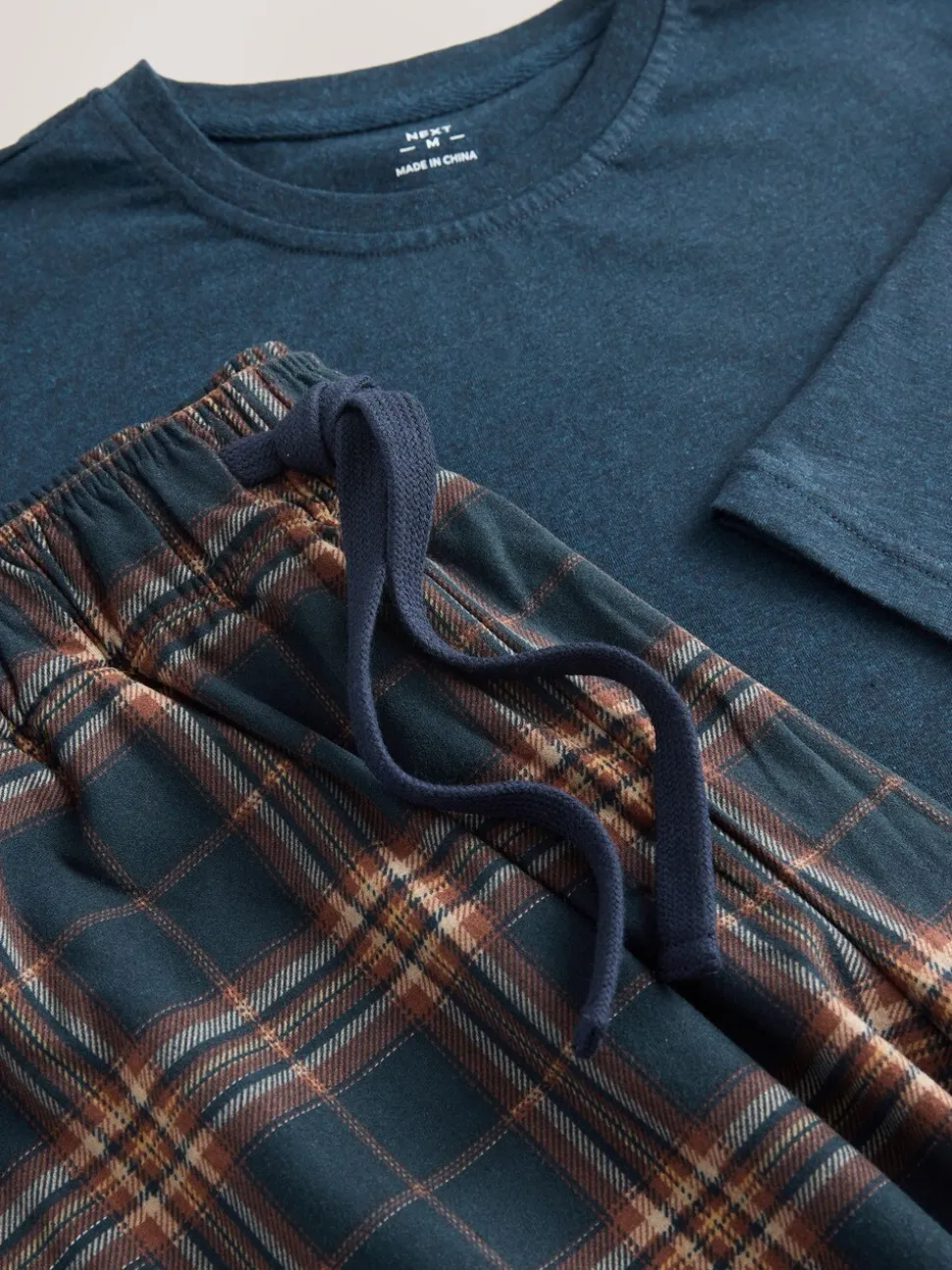 Navy Blue/Rust Motionflex Cosy Long Sleeve Pyjamas Set