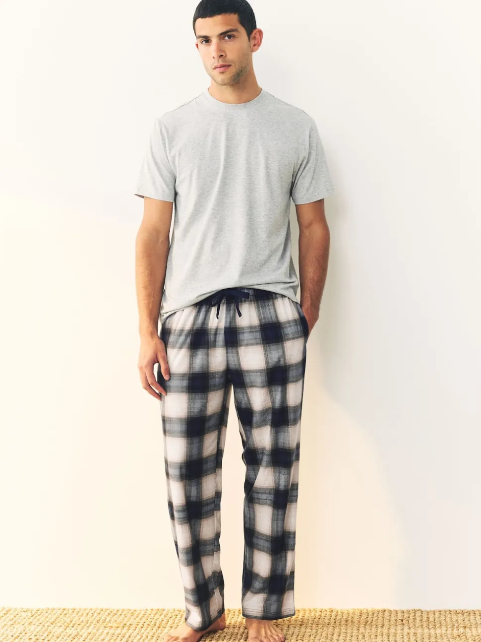 Navy Blue/Stone Motionflex Cosy Pyjamas Set 2 Pack