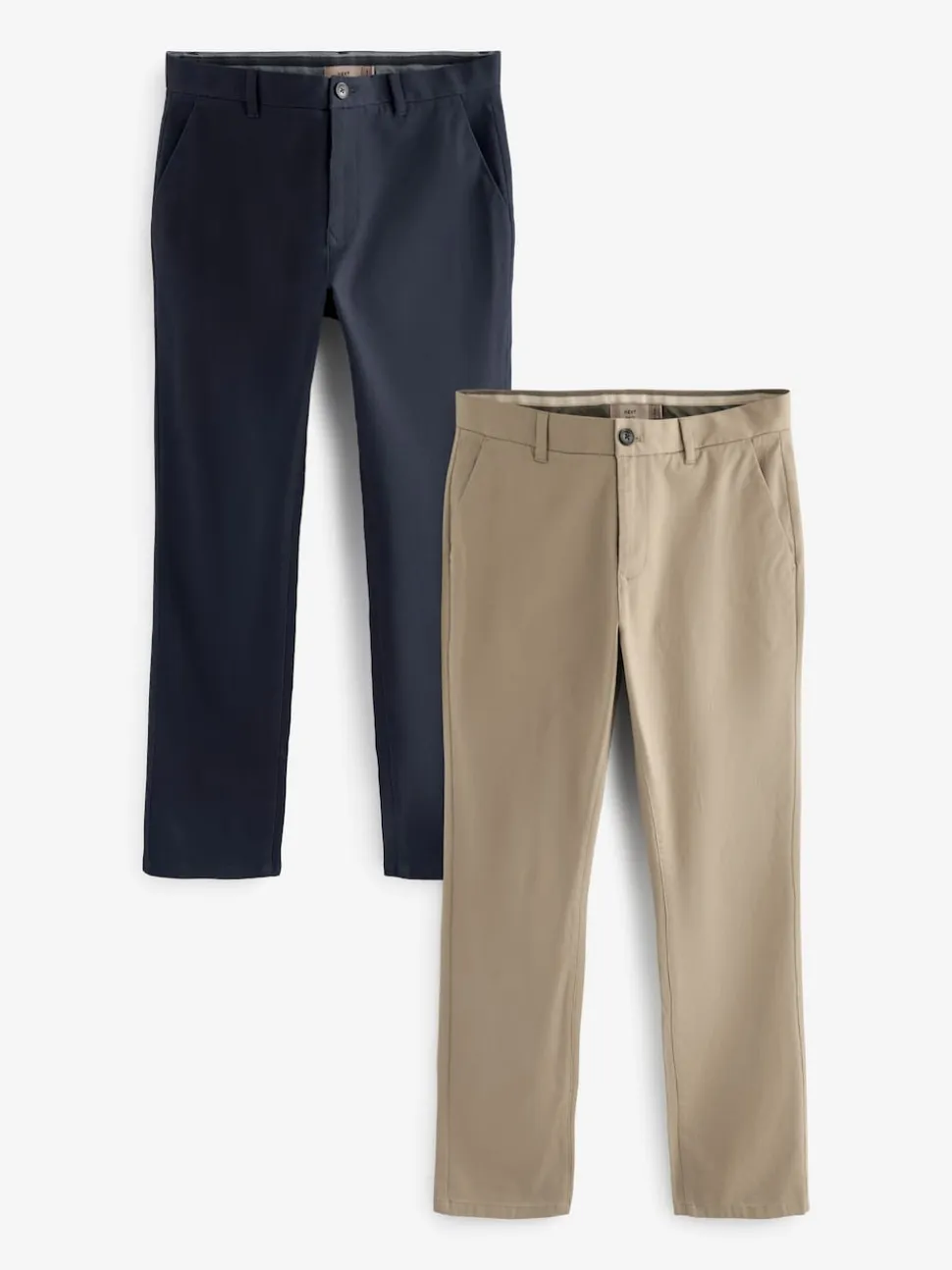 Navy Blue/Stone Slim Fit Stretch Chino Trousers 2 Pack