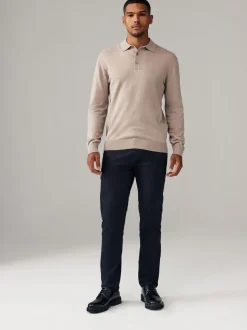 Navy Blue/Stone Slim Fit Stretch Chino Trousers 2 Pack