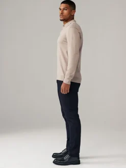 Navy Blue/Stone Slim Fit Stretch Chino Trousers 2 Pack