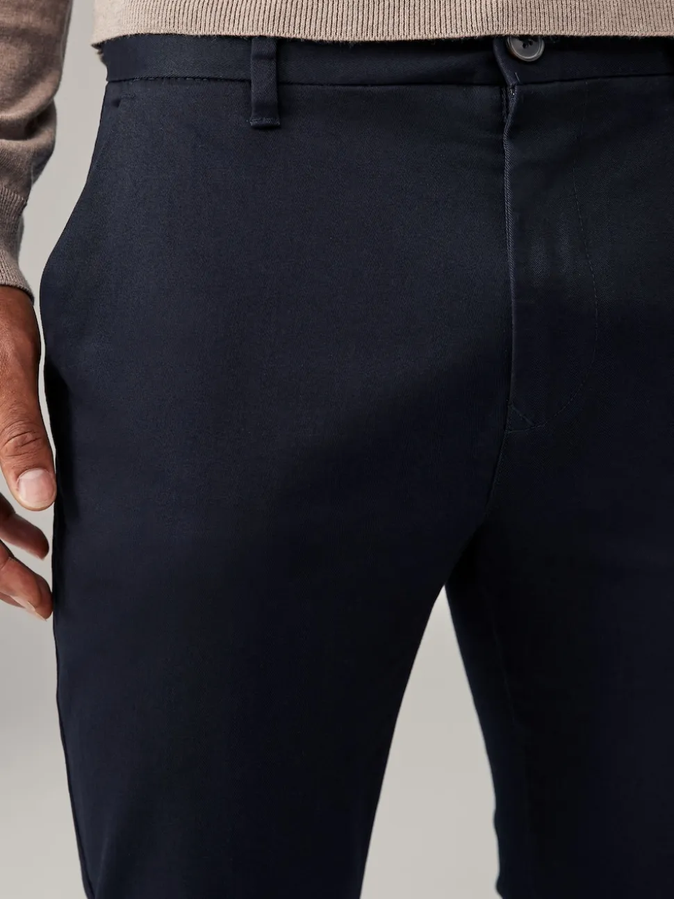Navy Blue/Stone Slim Fit Stretch Chino Trousers 2 Pack