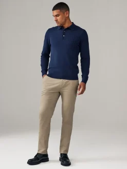Navy Blue/Stone Slim Fit Stretch Chino Trousers 2 Pack