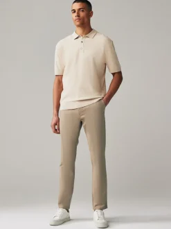 Navy Blue/Stone Slim Fit Stretch Chino Trousers 2 Pack
